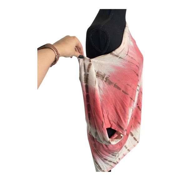 Promesa Tie-Dye Off-The-Shoulder Top - Size S, Pink/White/Brown - Picture 6 of 7